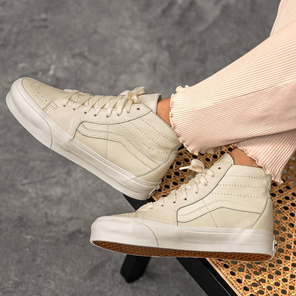 Vans Cream High-Top Sk8 Classic Sneakers